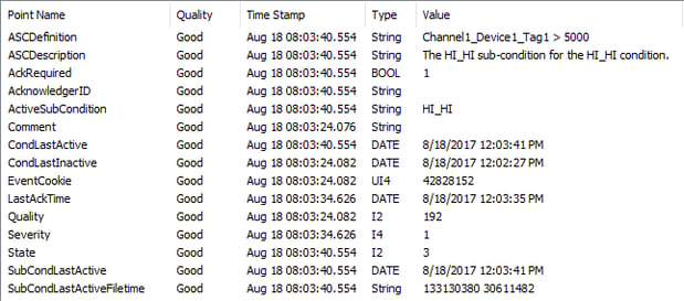Complex OPC A&E Properties as OPC DA/UA Tags