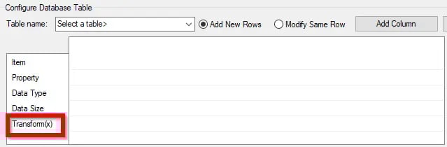 DataHub Configure Table