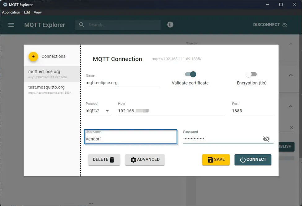 Cogent DataHub MQTT Explorer Remote Username Password