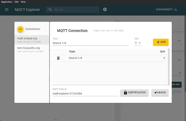 Cogent DataHub MQTT Explorer Topics