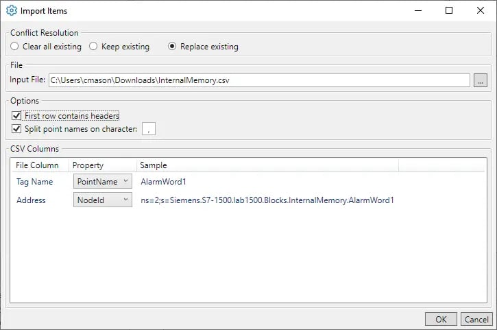 DataHub CSV Import Start