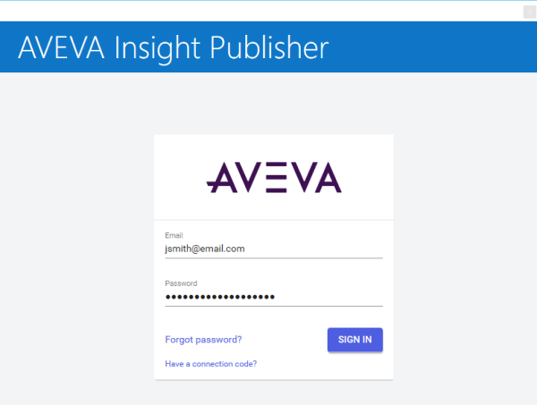 8_Screenshot_DataHub_AVEVAInsightPublisher_UserPW