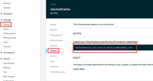 Screenshot - Finding the Rest API Endpoint URL for your AWS thing_AWS_Thing_Find_Copy_RestAPI_Endpoint_for_DataHub