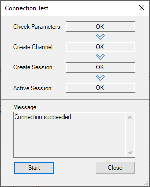 Screenshot - OPC UA Connection Test in DataHub Successful