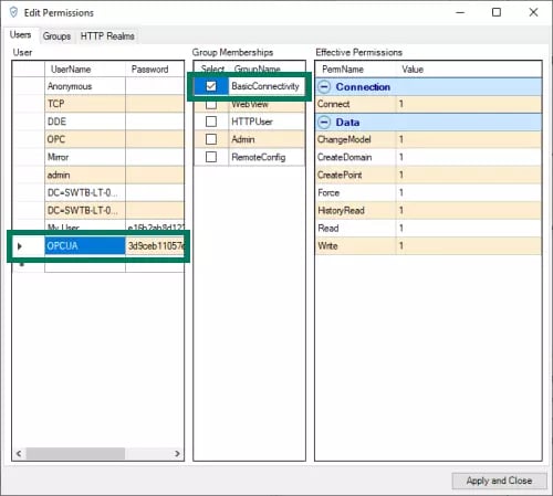 Screenshot - DataHub User Security Permissions