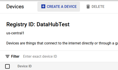 Screenshot - Creating a Device in Google Cloud IoT Core