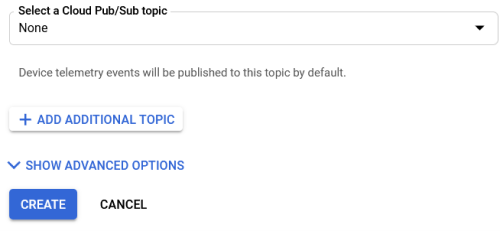 Screenshot - Create Button for Registry in Google Cloud IoT Core