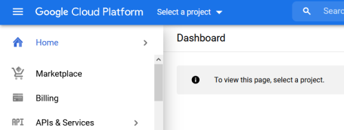 Screenshot - Select a Project in Google Cloud IoT Core