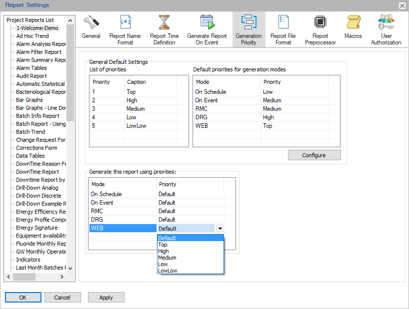 Define custom priorities for your reports
