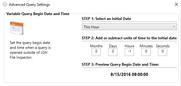 Defining Query Date and Frequency Settings