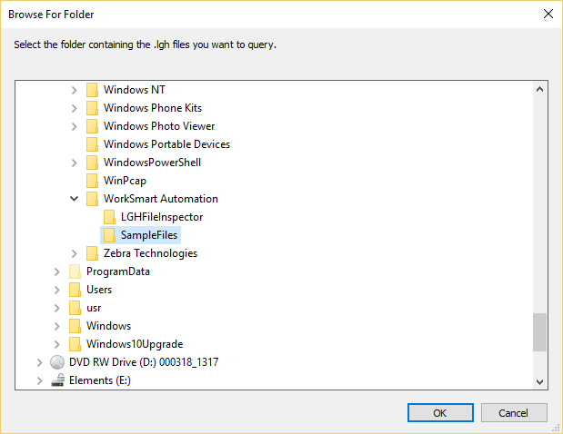 Selecting LGH File Directory