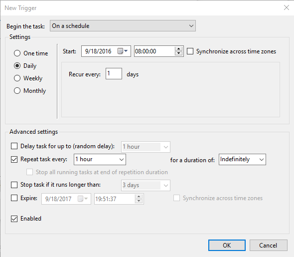 Creating a New Schedule Trigger