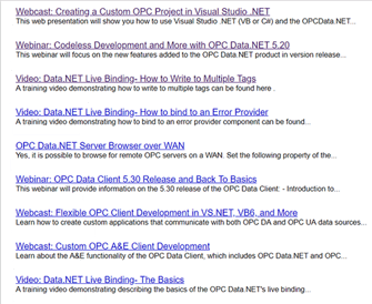 OPC Client Development Training Videos List
