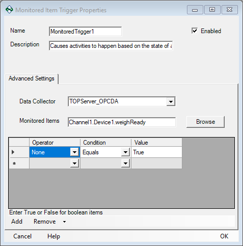 Defining Flexible Conditions for Data Logging