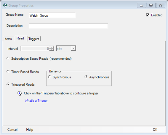 Flexible OPC Read Options for Data Logging