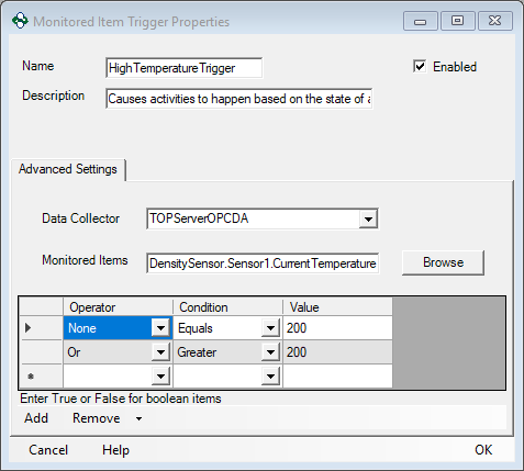 Screenshot - High Temp Range Monitored Item Trigger