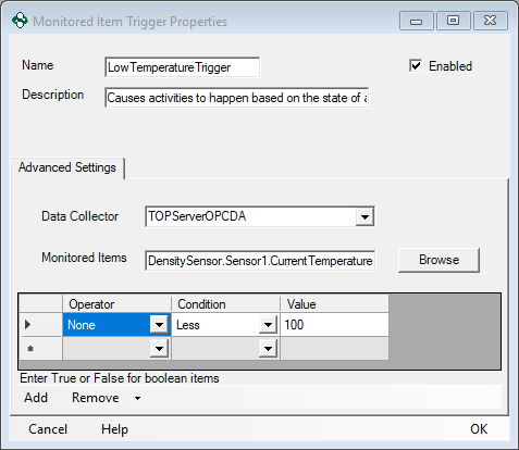 Screenshot - Low Temp Range Monitored Item Trigger