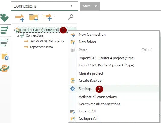 OPC Router Local Services