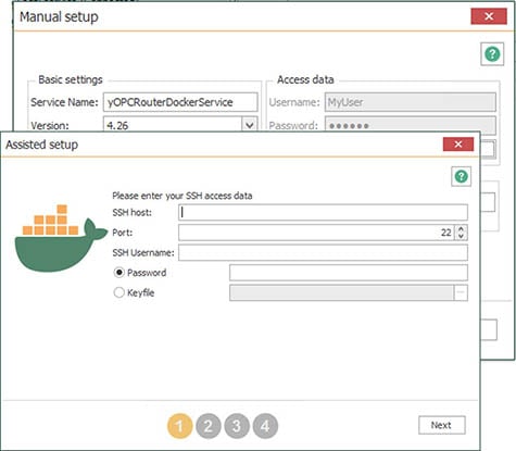 Screenshot - Manual or Assisted Setup for Docker Deployment for OPC Router