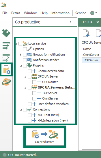 Screenshot - Go Productive to publish OPC Router changes