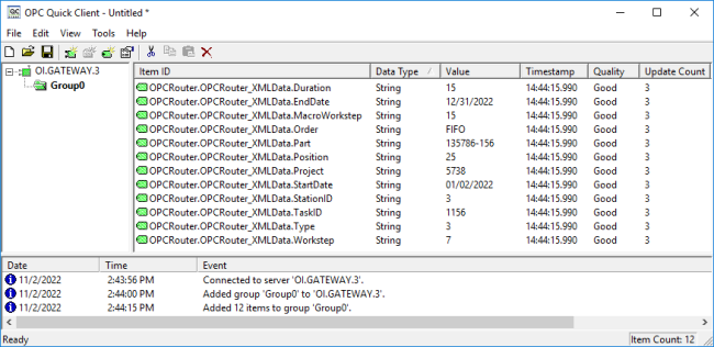 Screenshot_QuickClient_to_AVEVA_OIGW_UA_OPCRouter_Success