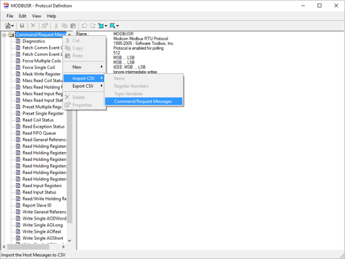 Screenshot - Command/Request Messages Import via Right-Click