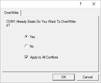 Screenshot - OmniServer CSV Serial Device Import Conflict Dialog