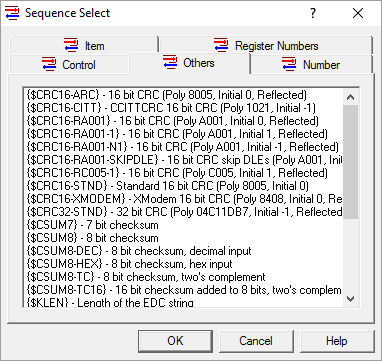 OmniServer Predefined CRCs