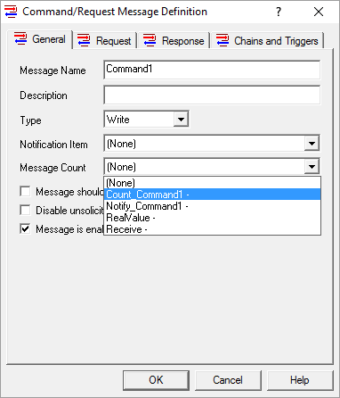Defining a Message Count Item in OmniServer