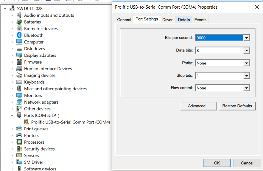 Screenshot - Virtual COM in Device Manager