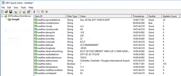 OPC Client Accessing Weather Via OmniServer