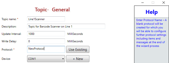 OmniServer Wizard - New Protocol Selected
