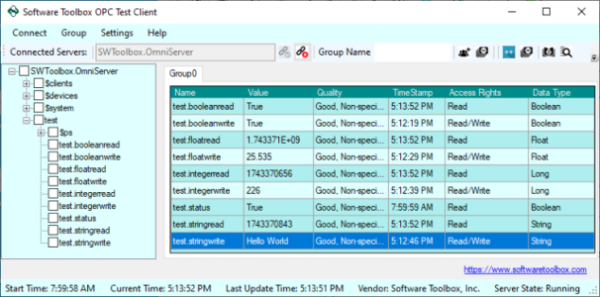 Free OPC Testing Client Application Included