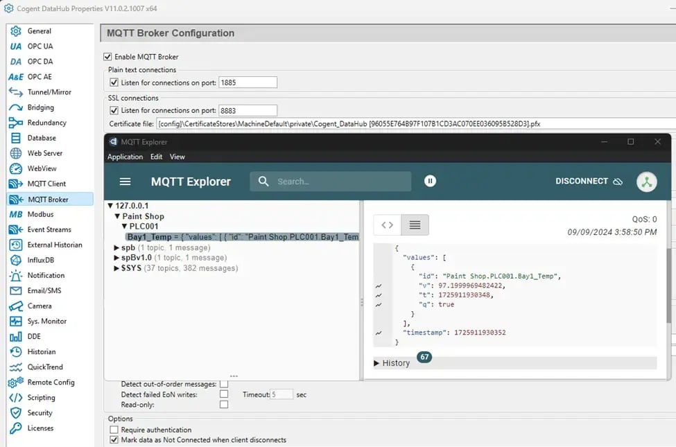 Cogent DataHub MQTT Config