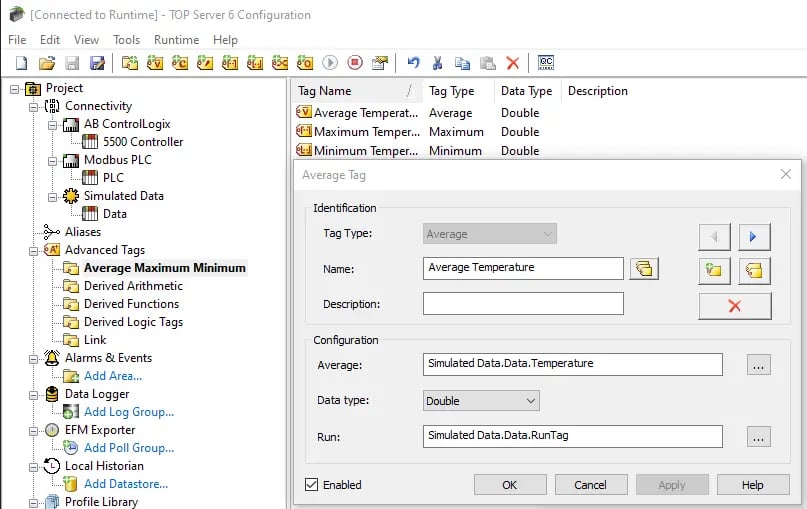 TOP Server Average Configuration