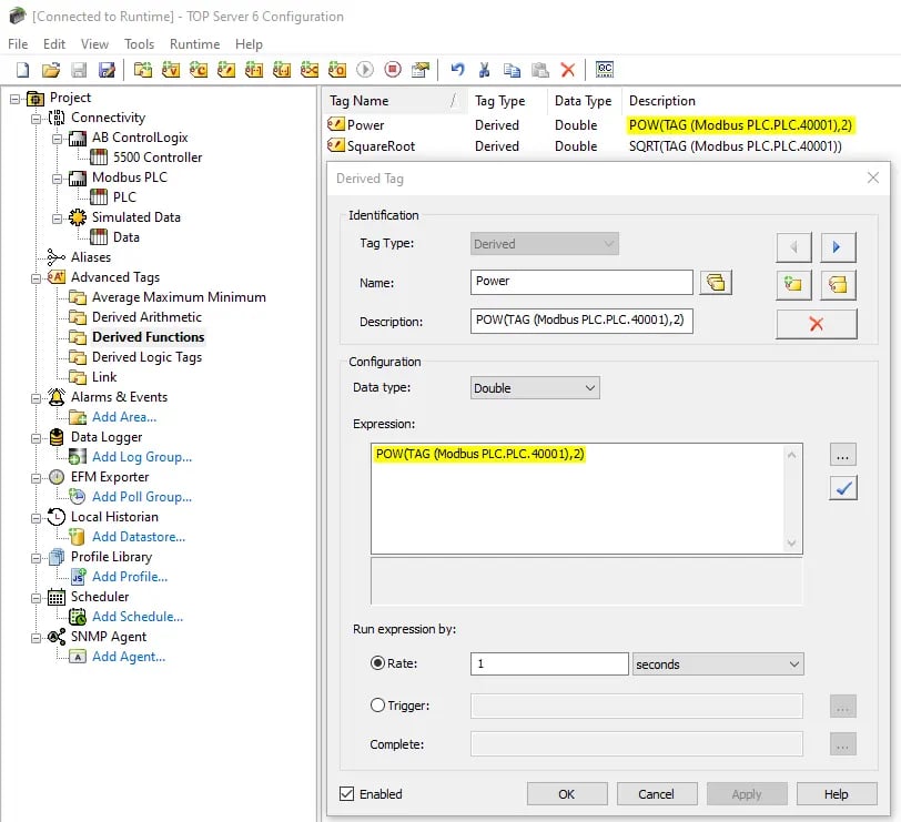 TOP Server Derived Functions Config