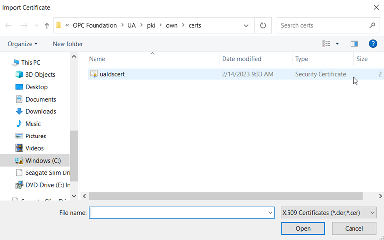 Screenshot_OPC_Foundation_LDS_Cert_Directory_Default