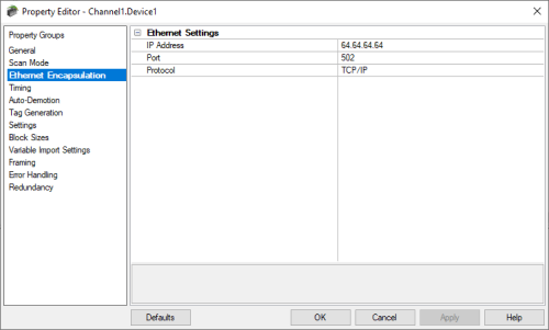 Screenshot - TOP Server Serial Device Ethernet IP Address