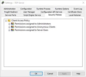 TOP Server Security Policies