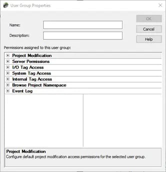 TOP Server User Group Properties New Group