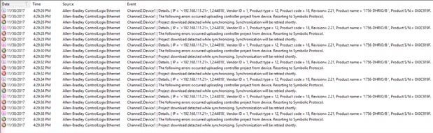 TOP Server Event Log