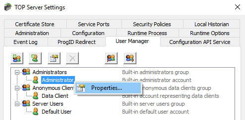 Screenshot - Adding TOP Server Administrator Password Later