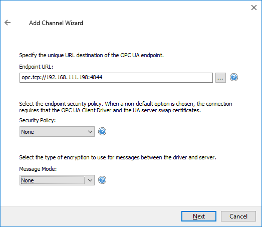 Screenshot - Defining S7-1500 UA Server Endpoint in TOP Server