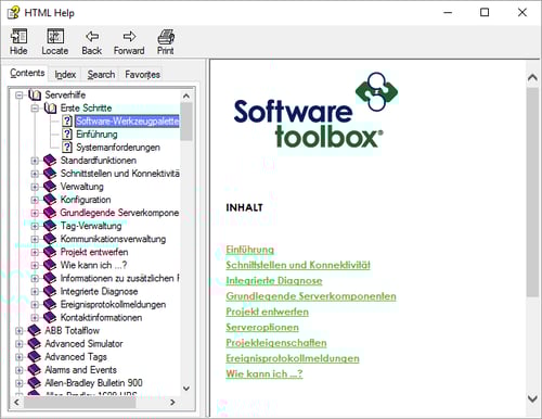 TOP Server Main Server Help File in German