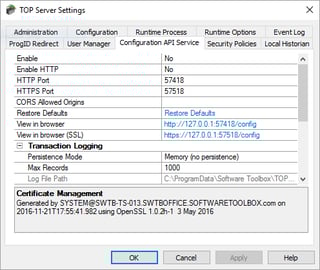 TOP Server V6 Config API Secure by Default