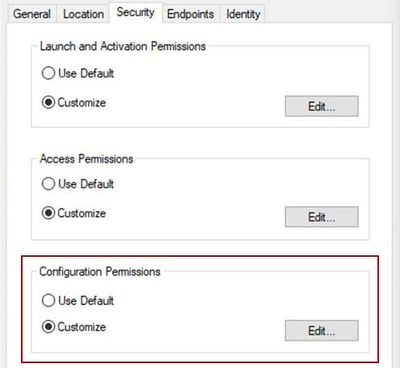 Screenshot - DCOM Configuration Permissions