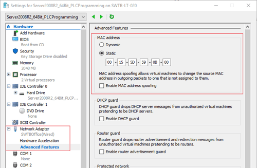 Screenshot - Disabling Hyper-V Dynamic MAC Generation