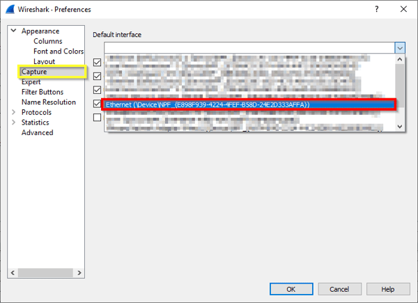 Wireshark Capture Preferences