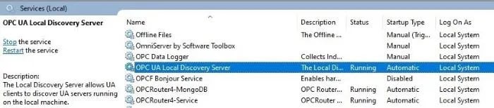 OPC UA Local Discovery Server Service