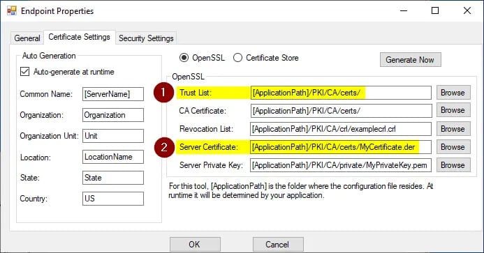 SLIKDA Certificate Settings